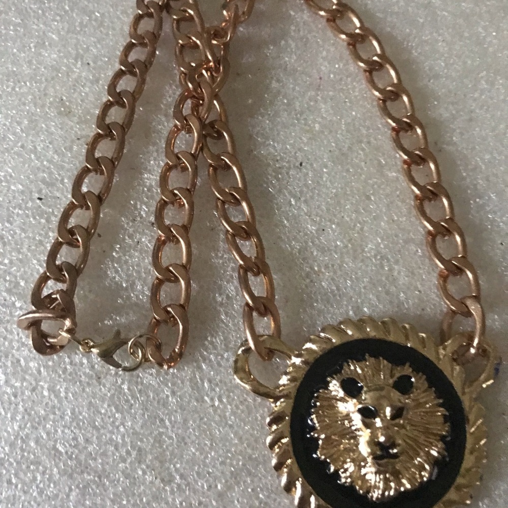 Gold-Tone Lion Medallion Pendant Necklace - Women Jewelry